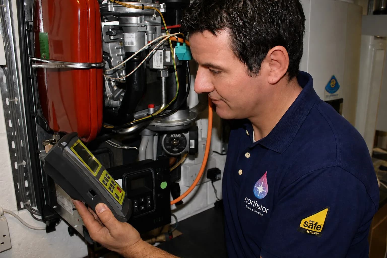 Our engineer servicing a gas boiler